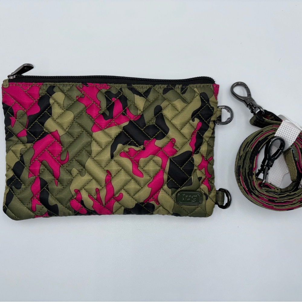 Lug peekaboo camo orchid pink green crossbody